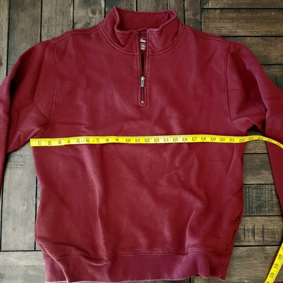 L.L. Bean Quarter Zip Vintage Pullover Red Maroon Men's Size Medium Cotton - Picture 1 of 7